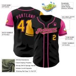 Custom Black Gold-Pink Authentic Two Tone Baseball Jersey