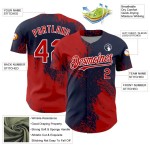 Custom Red Navy-White 3D Pattern Design Abstract Brush Stroke Authentic Baseball Jersey Custom Red Navy-White 3D Pattern Design Abstract Brush Stroke Authentic Baseball Jersey