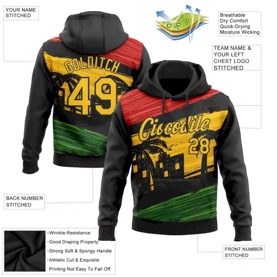 Custom Stitched Black Yellow 3D Pattern Design Black History Month Sports Pullover Sweatshirt Hoodie Custom Stitched Black Yellow 3D Pattern Design Black History Month Sports Pullover Sweatshirt Hoodie