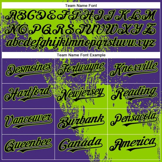 Custom Neon Green Black-Purple 3D Pattern Design Abstract Brush Stroke Authentic Baseball Jersey Custom Neon Green Black-Purple 3D Pattern Design Abstract Brush Stroke Authentic Baseball Jersey