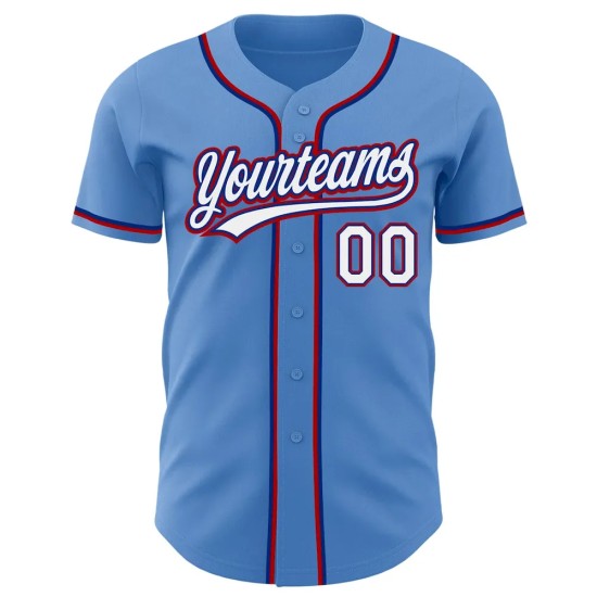 Custom Powder Blue White Royal-Red Authentic Baseball Jersey Custom Powder Blue White Royal-Red Authentic Baseball Jersey