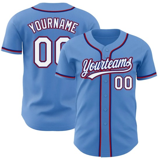 Custom Powder Blue White Royal-Red Authentic Baseball Jersey Custom Powder Blue White Royal-Red Authentic Baseball Jersey