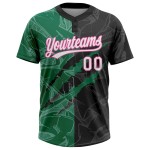 Custom Graffiti Pattern Black Kelly Green-Pink 3D Two-Button Unisex Softball Jersey Custom Graffiti Pattern Black Kelly Green-Pink 3D Two-Button Unisex Softball Jersey