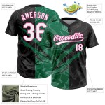 Custom Graffiti Pattern Black Kelly Green-Pink 3D Two-Button Unisex Softball Jersey Custom Graffiti Pattern Black Kelly Green-Pink 3D Two-Button Unisex Softball Jersey