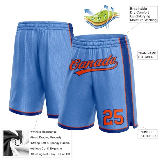 Custom Light Blue Orange-Royal Authentic Basketball Shorts Custom Light Blue Orange-Royal Authentic Basketball Shorts