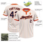 Custom White Orange Pinstripe Navy Two-Button Unisex Softball Jersey Custom White Orange Pinstripe Navy Two-Button Unisex Softball Jersey
