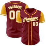 Custom Crimson White-Gold Authentic Two Tone Baseball Jersey Custom Crimson White-Gold Authentic Two Tone Baseball Jersey
