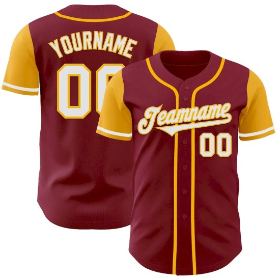 Custom Crimson White-Gold Authentic Two Tone Baseball Jersey Custom Crimson White-Gold Authentic Two Tone Baseball Jersey