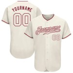 Custom Cream Cream-Crimson Authentic Baseball Jersey
