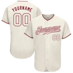 Custom Cream Cream-Crimson Authentic Baseball Jersey