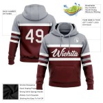 Custom Stitched Burgundy White-Gray Line Sports Pullover Sweatshirt Hoodie