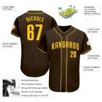 Custom Brown Gold Authentic Baseball Jersey Custom Brown Gold Authentic Baseball Jersey