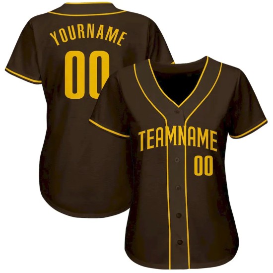 Custom Brown Gold Authentic Baseball Jersey Custom Brown Gold Authentic Baseball Jersey