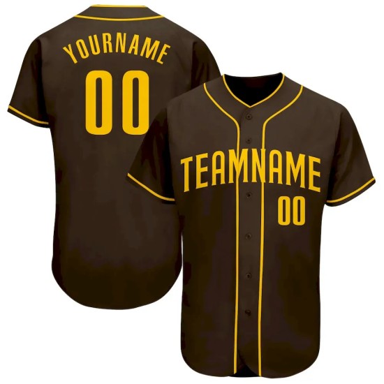 Custom Brown Gold Authentic Baseball Jersey Custom Brown Gold Authentic Baseball Jersey