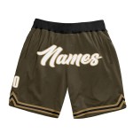 Custom Olive White-Old Gold Authentic Throwback Salute To Service Basketball Shorts Custom Olive White-Old Gold Authentic Throwback Salute To Service Basketball Shorts