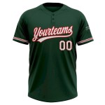 Custom Green White-Red Two-Button Unisex Softball Jersey