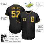 Custom Black Gold-White Authentic Baseball Jersey
