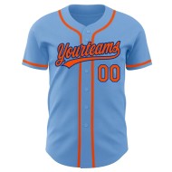 Custom Light Blue Orange-Royal Authentic Baseball Jersey Custom Light Blue Orange-Royal Authentic Baseball Jersey