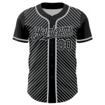 Custom Black Gray 3D Pattern Design Diagonal Stripes Authentic Baseball Jersey Custom Black Gray 3D Pattern Design Diagonal Stripes Authentic Baseball Jersey